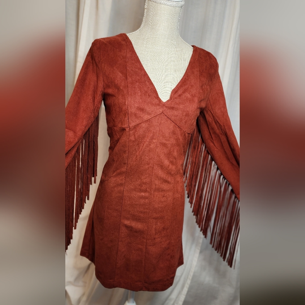 NWOT By Together Faux Suede Fringe Dress Size Small